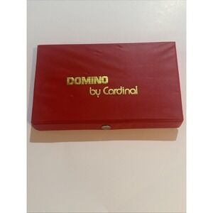 Vintage Domino Game by Cardinal Set of 28 Ivory Dominos in Red Snap Vinyl Case